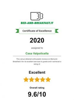 2020 Certificato d'eccellenza Casa Valpolicella B&B
